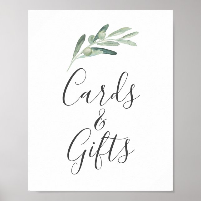 Olive Wedding Cards And Gifts Sign (Front)