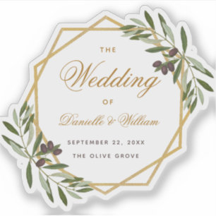 Olive Wedding Greenery Gold  Botanical Geometric Sticker