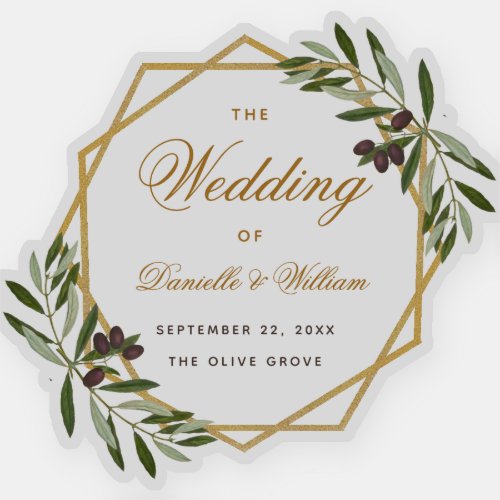 Olive Wedding Greenery Gold  Botanical Geometric Sticker