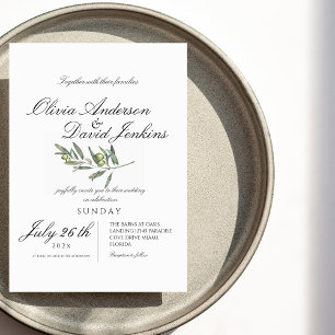 Olive Wedding in the Garden Script Minimalism Invitation