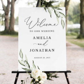 Olive Wedding Welcome Sign, Greenery Wedding Welco Foam Board