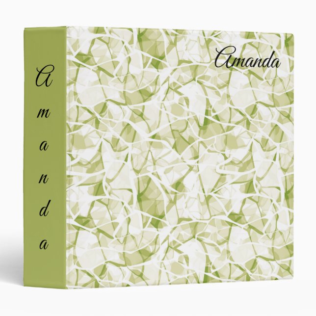 olive-white abstract fashionable modern pattern    3 ring binder (Front/Spine)