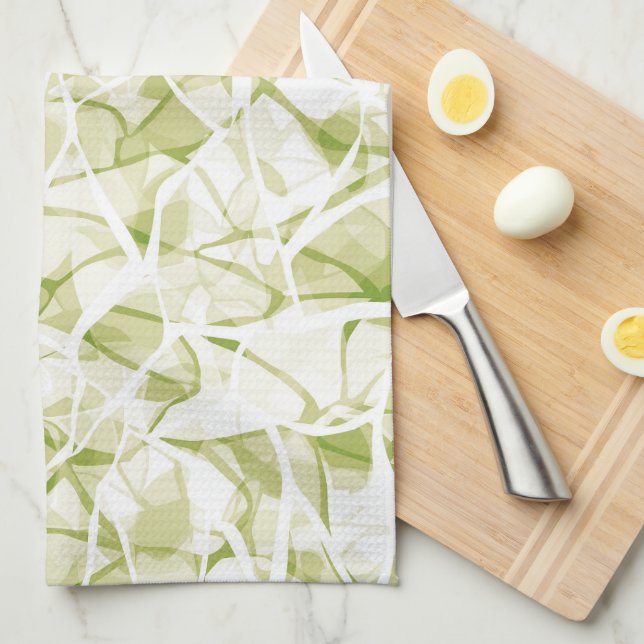 olive-white abstract fashionable modern pattern    kitchen towel (Quarter Fold)
