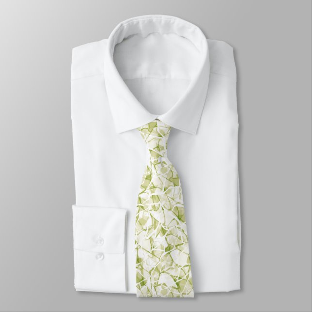 olive-white abstract fashionable modern pattern    neck tie (Tied)