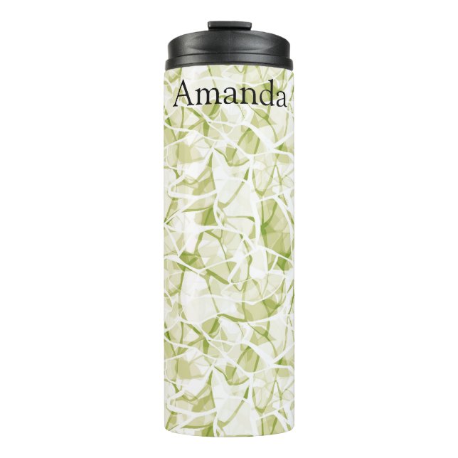 olive-white abstract fashionable modern pattern    thermal tumbler (Front)