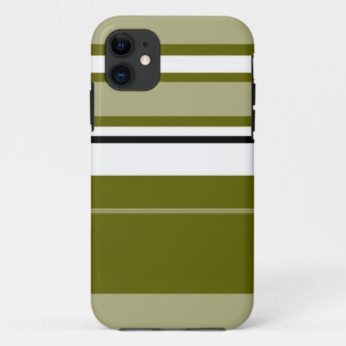 Olive White Black Stripes Background iPhone 11 Case