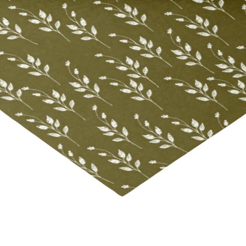 Olive  White Botanical Tissue Paper