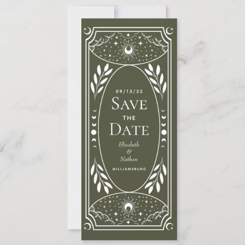 Olive  White Mystical Tarot Card Save the Date