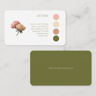 Olive & White   Rose Wedding Attire Dress Code Enclosure Card