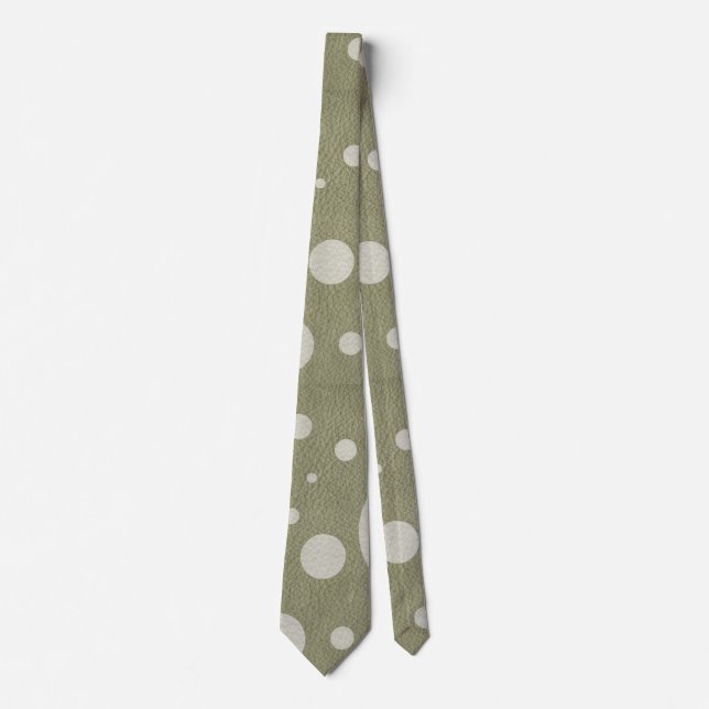 Olive & White Spots and Dots Tie (Front)
