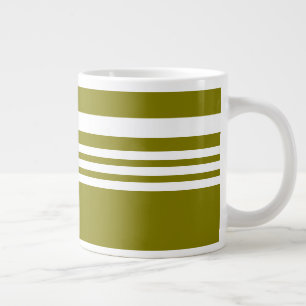 Olive + White Stripes Gift Giant Coffee Mug