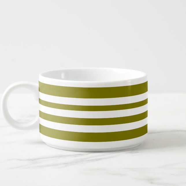 Olive + White Stripes Soup Chili Cereal  Bowl (Right)