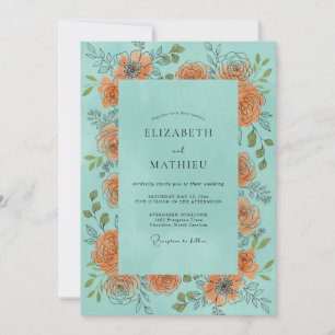 Olive White Wreath Wedding Invitation