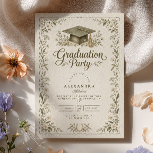 Olive Wildflower Western Graduation Invitation