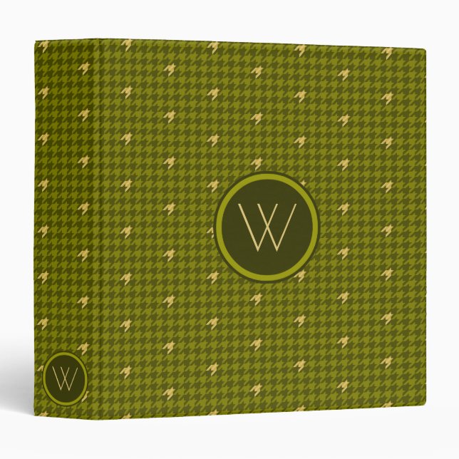 Olive with Gold Accent Houndstooth Binder (Front/Spine)