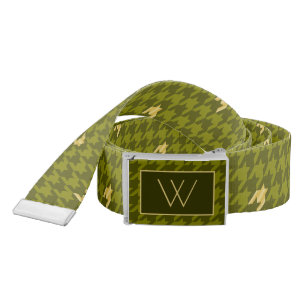 Olive with Gold Accent Houndstooth Casual Belt