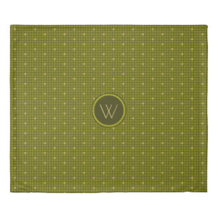Olive with Gold Accent Houndstooth Duvet Cover