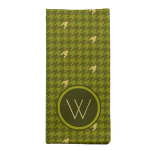 Olive with Gold Accent Houndstooth Napkin