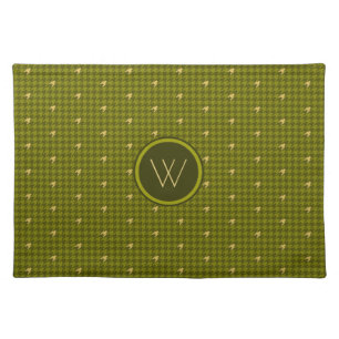Olive with Gold Accent Houndstooth Place Mat