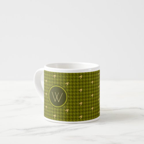 Olive with Gold Accent Houndstooth Specialty Mug