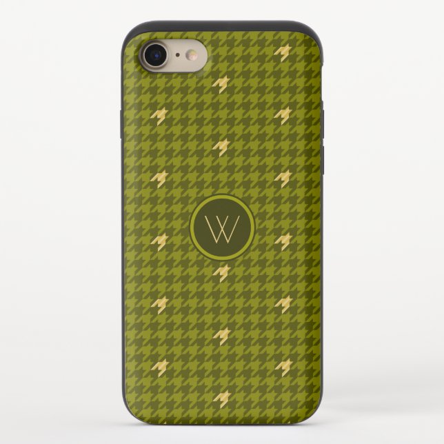 Olive with Gold Houndstooth Uncommon Phone Case (Back)