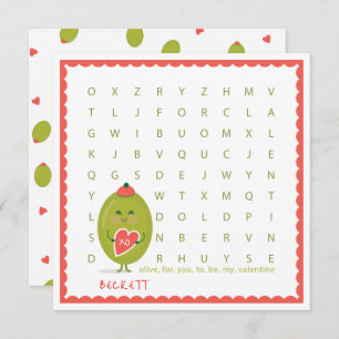 Olive Word Find Classroom Valentine Cards