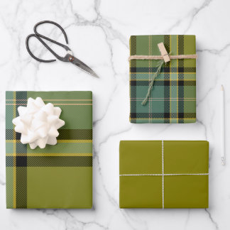 Olive Wrapping Paper Flat Sheet Set of 3