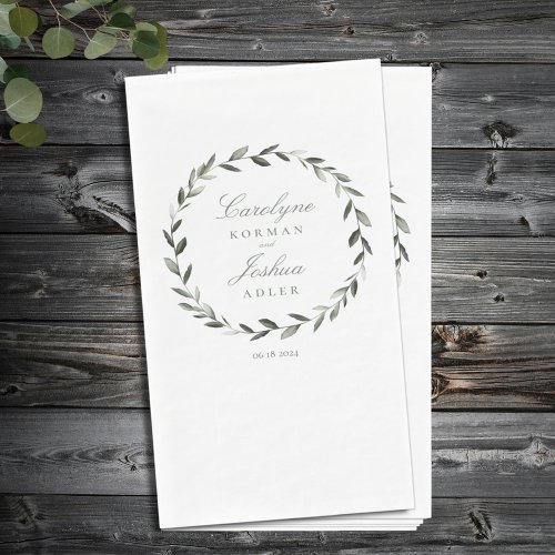 Olive Wreath Wedding Elegant Dinner Paper Guest Towels