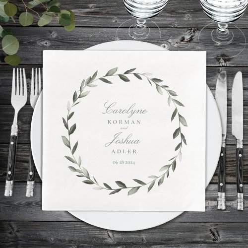 Olive Wreath Wedding Elegant Paper Dinner Napkins