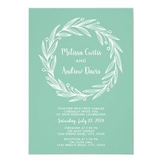 Olive Wreath Wedding Invitation