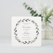 Olive Wreath Wedding Invitation (Standing Front)