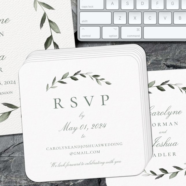 Olive Wreath Wedding Online RSVP Enclosure Card  (Creator Uploaded)