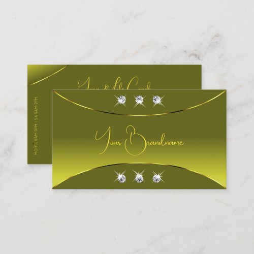 Olive Yellow Ombre with Gold Decor Sparky Diamonds Business Card