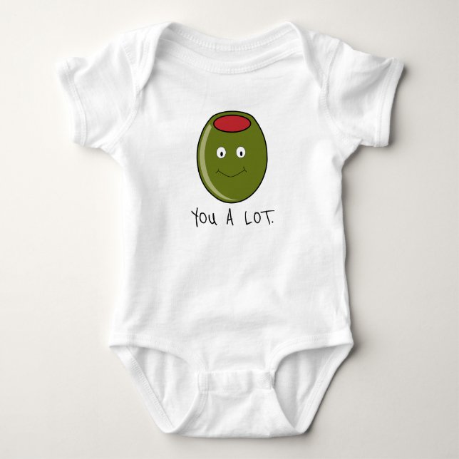 Olive You A Lot One-Piece Baby T-Shirt Bodysuit (Front)