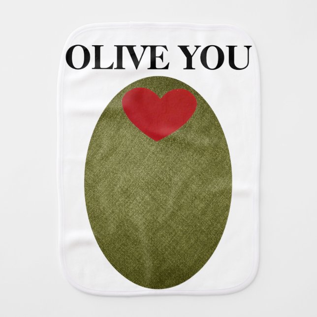 Olive You Baby Burp Cloth (Front)