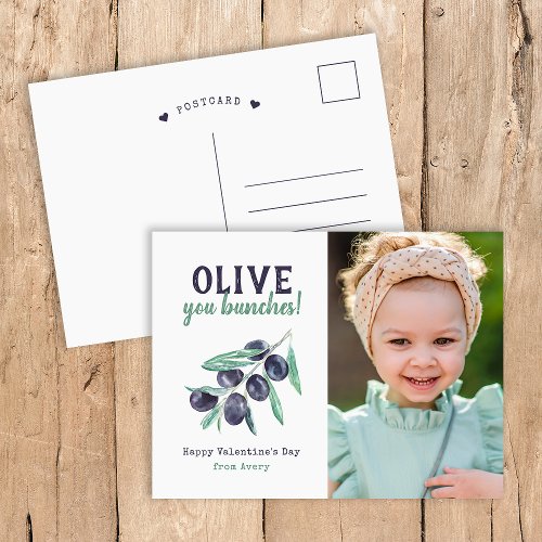Olive You Bunches Kids Photo Valentines Day Holid Holiday Postcard