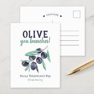 Olive You Bunches Kids Valentine's Day Holiday Postcard