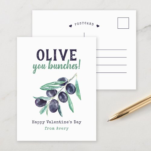Olive You Bunches Kids Valentines Day Holiday Postcard