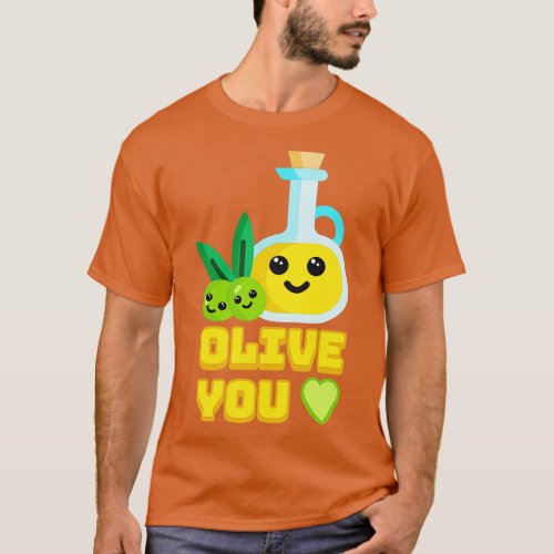 Olive You Cute Olive I Love You toon T_Shirt