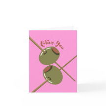 Olive You Cute Pink Greeting Card