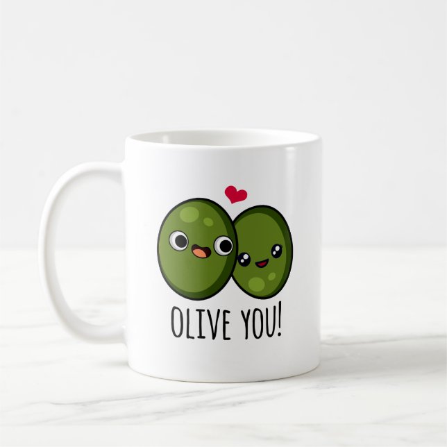 Olive You Funny Love Pun  Coffee Mug (Left)