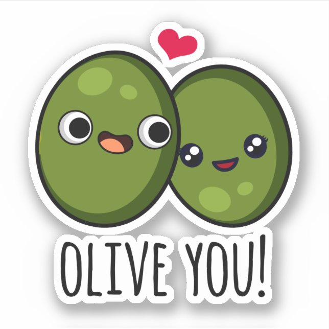 Olive You Funny Love Pun  Sticker (Front)