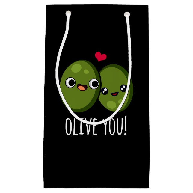 Olive You Funny Olive Pun Dark BG Small Gift Bag (Front)