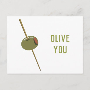 Olive You (I Love You) Funny Romantic Valentine Holiday Postcard