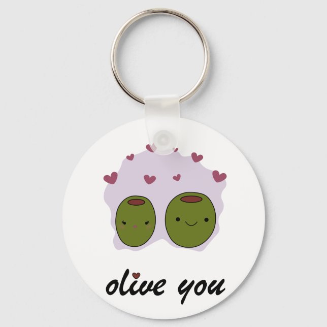 "Olive You" I Love You Gift For Him/Her Love Mug Keychain (Front)