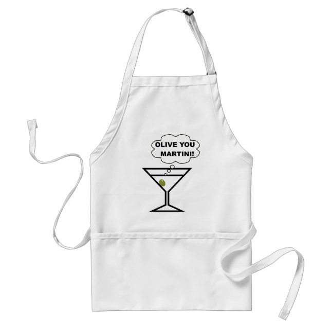 Olive You Martini Adult Apron (Front)