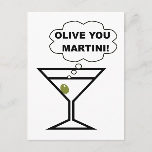 Olive You Martini Postcard