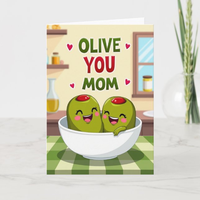 Olive You Mom Illustration Card (Front)