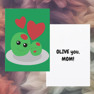 Olive you Mom, Mother's Day Flat Holiday Card