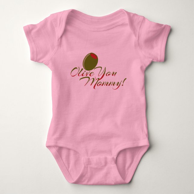 "Olive You Mommy" Cute Baby bodysuit (Front)